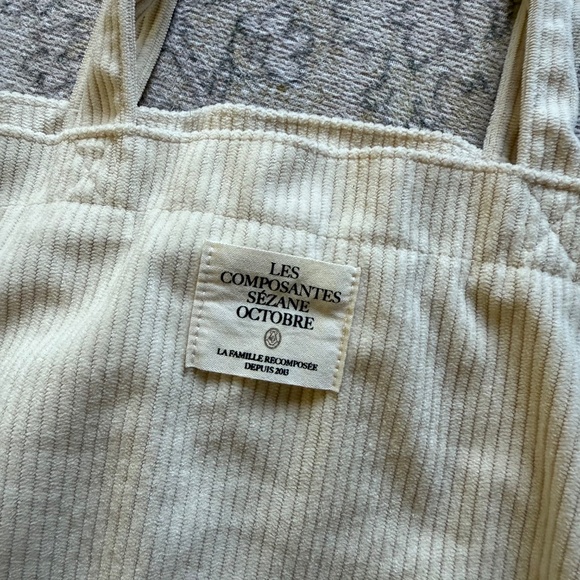 NEW Sezane Corduroy Tote, Ivory - Picture 2 of 7